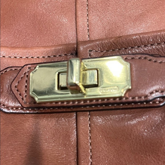 Coach Brown Leather Tote with Gold Hardware - Picture 7 of 7